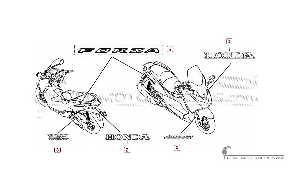 Aufkleber für Honda FORZA 125 2017 • Honda OEM-Aufkleber