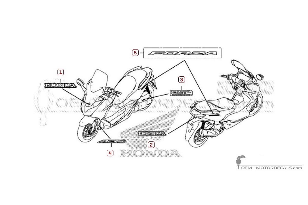 Aufkleber für Honda FORZA 125 2019 • Honda OEM-Aufkleber