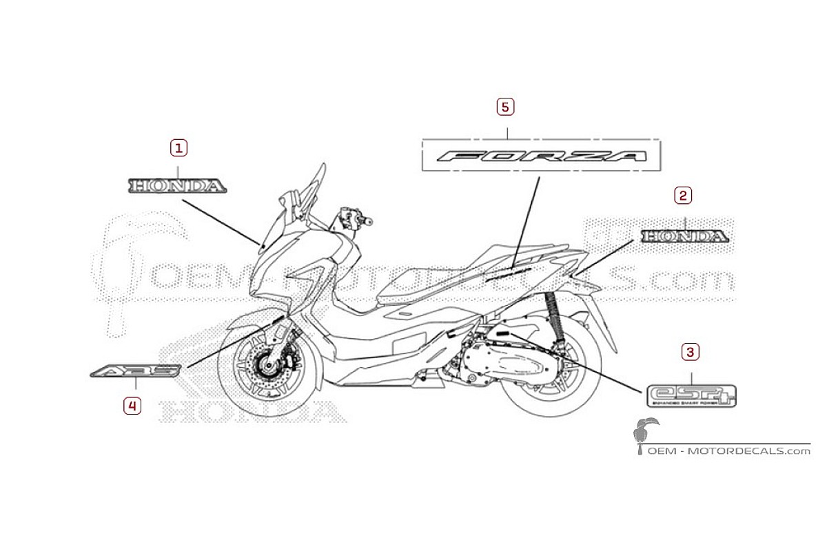 Pegatinas para Honda FORZA 125 2023 • Honda Pegatinas OEM