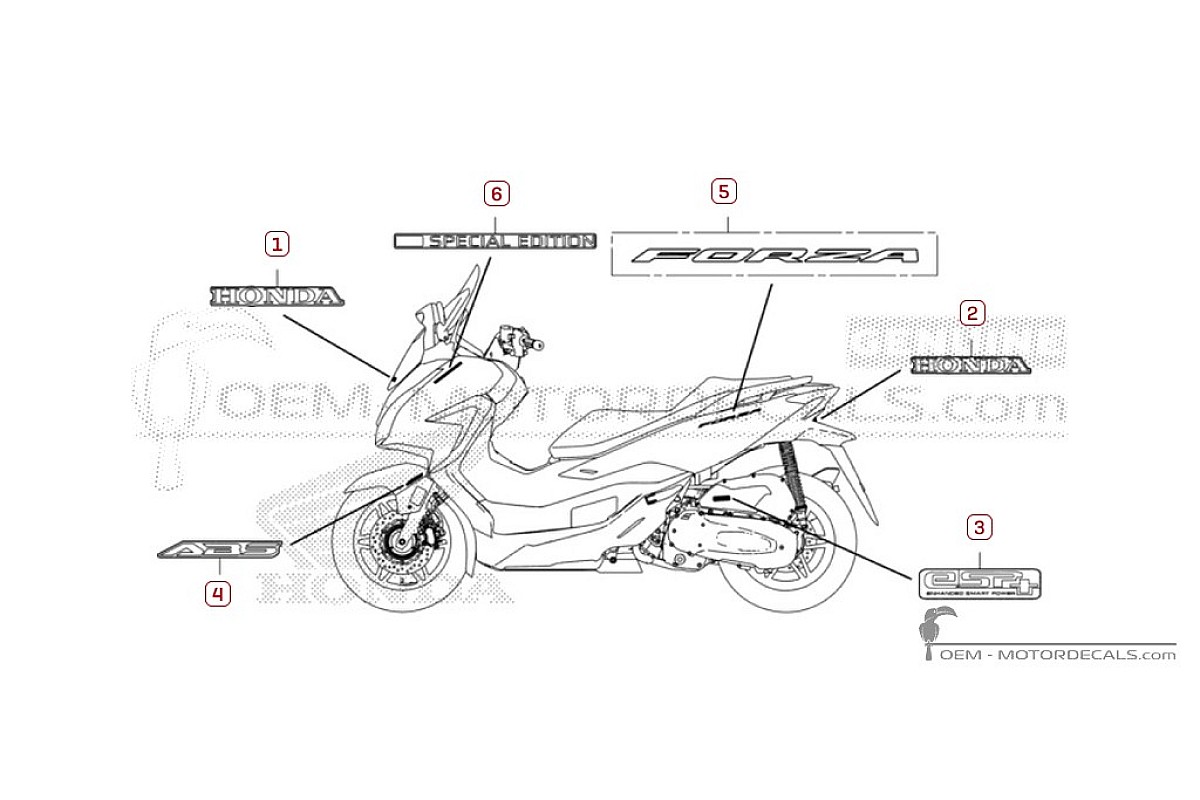 Decals for Honda FORZA 125 Special Edition 2024 • Honda OEM Decals