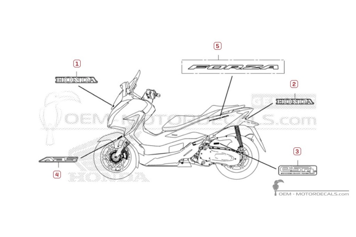 Decals for Honda FORZA 125 2024 • Honda OEM Decals