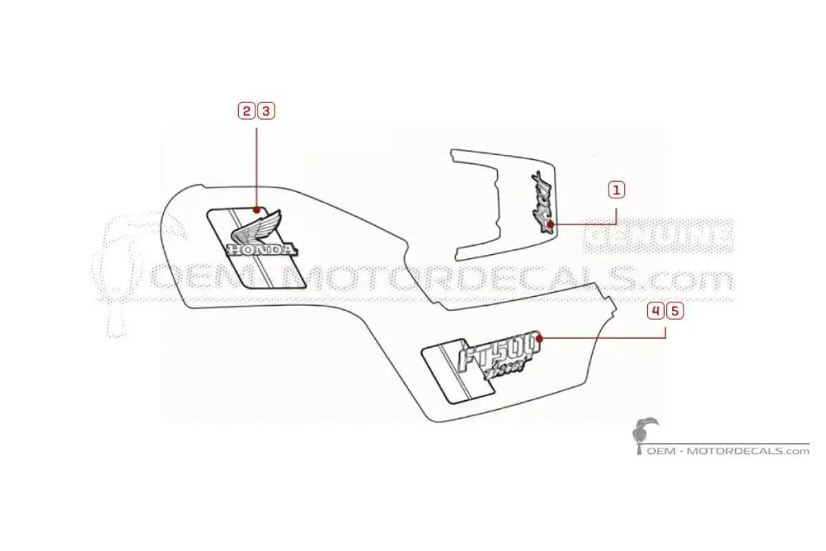Stickers voor Honda FT500 Ascot 1983 • Honda OEM Stickers