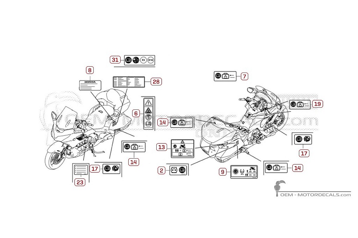 Adesivi per Etichette di avvertenza • Honda Adesivi OEM