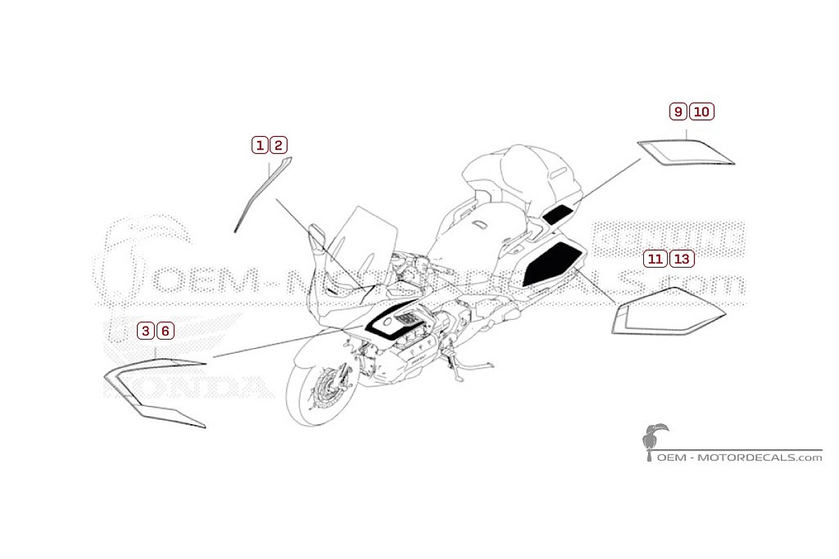 Autocollants pour Honda GL1800 GOLD WING 2025 • Honda Autocollants OEM