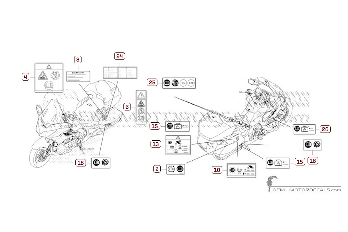 Pegatinas para Etiquetas de precaución • Honda Pegatinas OEM