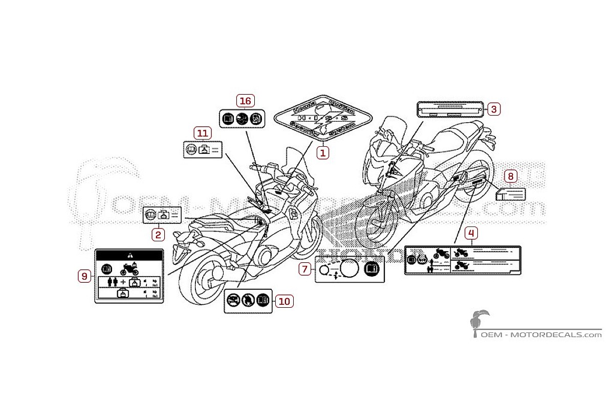 Aufkleber für Warnhinweise • Honda OEM-Aufkleber