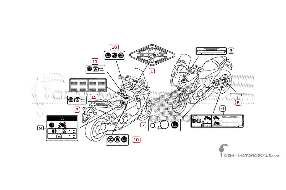 Autocollants pour Étiquettes d'avertissement • Honda Autocollants OEM