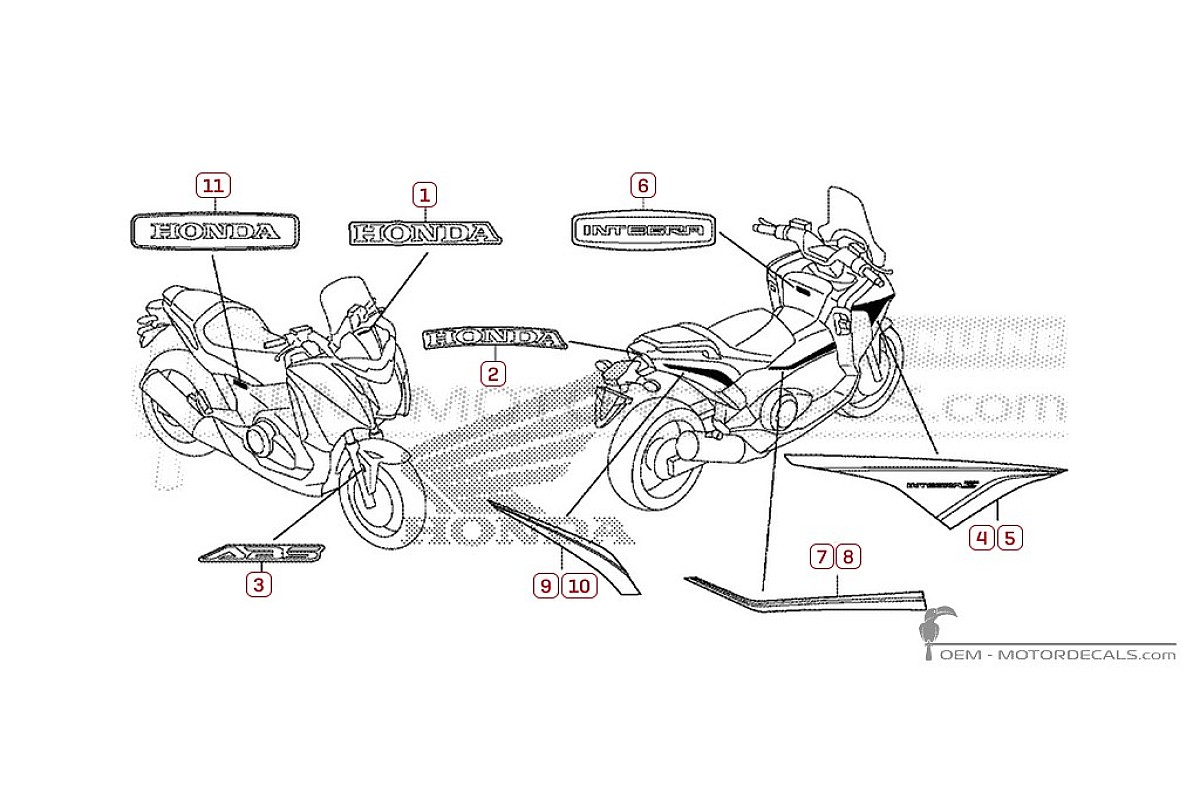 Autocollants pour Honda INTEGRA 750 Sport 2014 • Honda Autocollants OEM