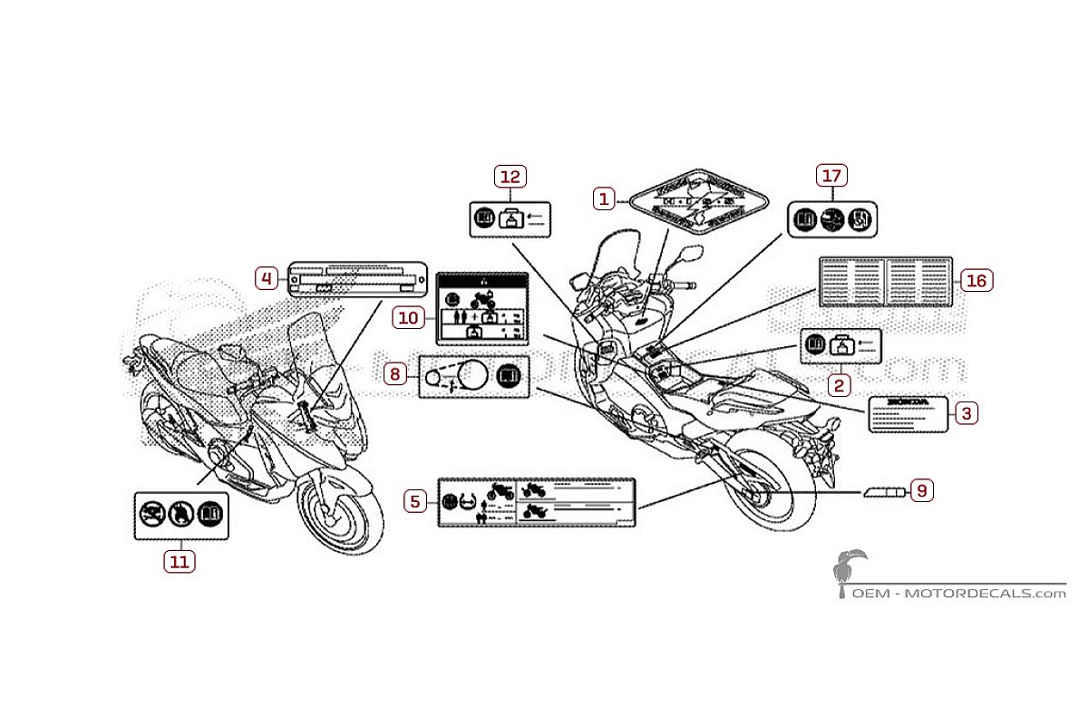 Autocollants pour Étiquettes d'avertissement • Honda Autocollants OEM