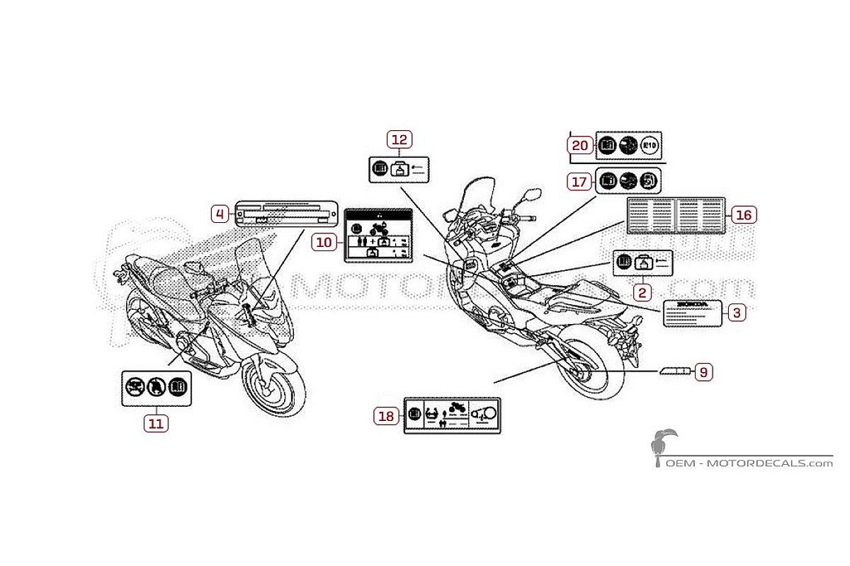 Autocollants pour Étiquettes d'avertissement • Honda Autocollants OEM