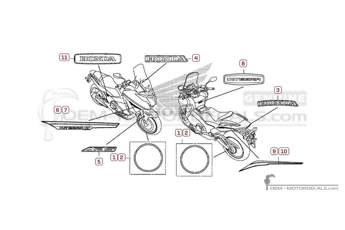 Autocollants pour Honda INTEGRA 750 S 2019 • Honda Autocollants OEM