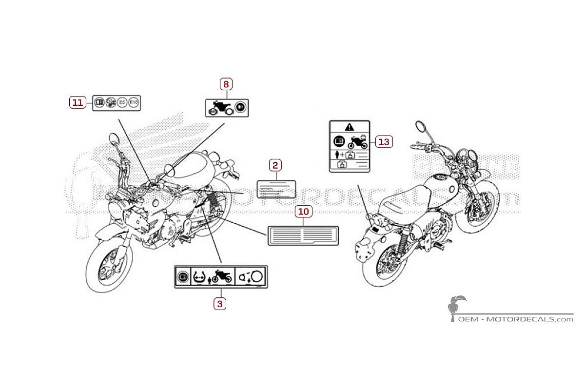 Aufkleber für Warnhinweise • Honda OEM-Aufkleber