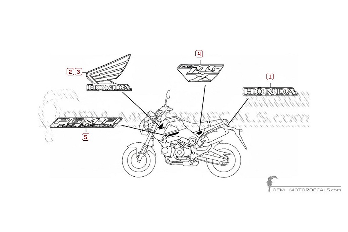 Decals for Honda MSX125 GROM 2014 • Honda OEM Decals