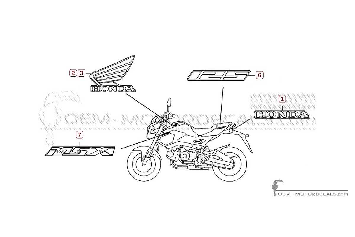 Decals for Honda MSX125 GROM 2016 • Honda OEM Decals