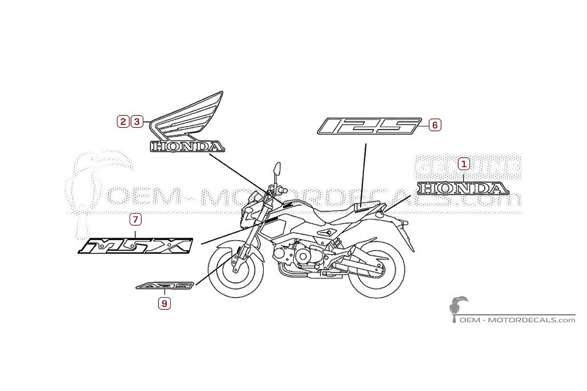 Decals for Honda MSX125 GROM 2017 • Honda OEM Decals