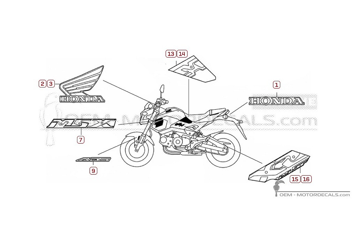 Adesivi per Honda MSX125 GROM 2018 • Honda Adesivi OEM
