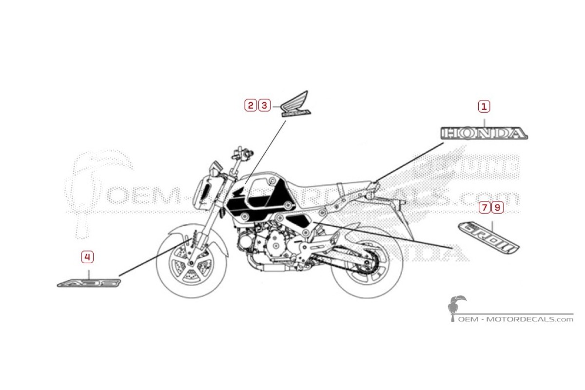 Naklejki do Honda MSX125 GROM 2022 • Honda Naklejki OEM
