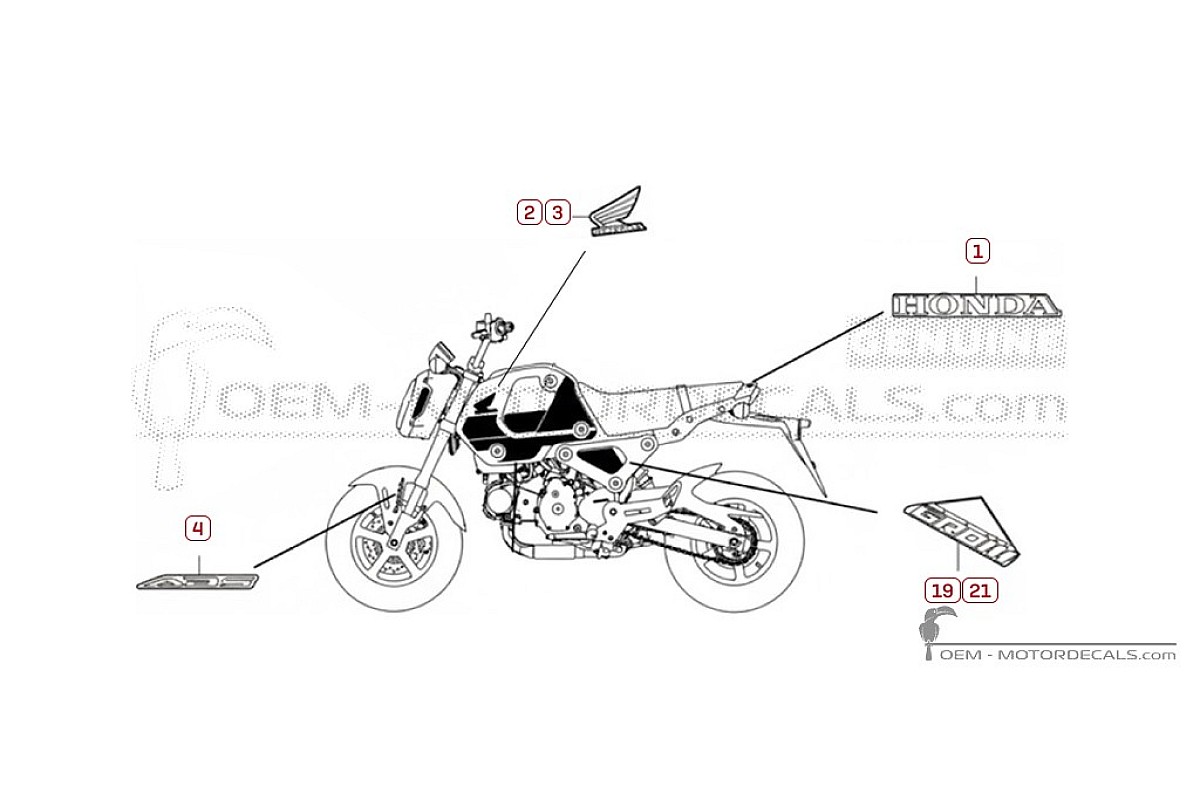 Stickers voor Honda MSX125 GROM 2023 • Honda OEM Stickers