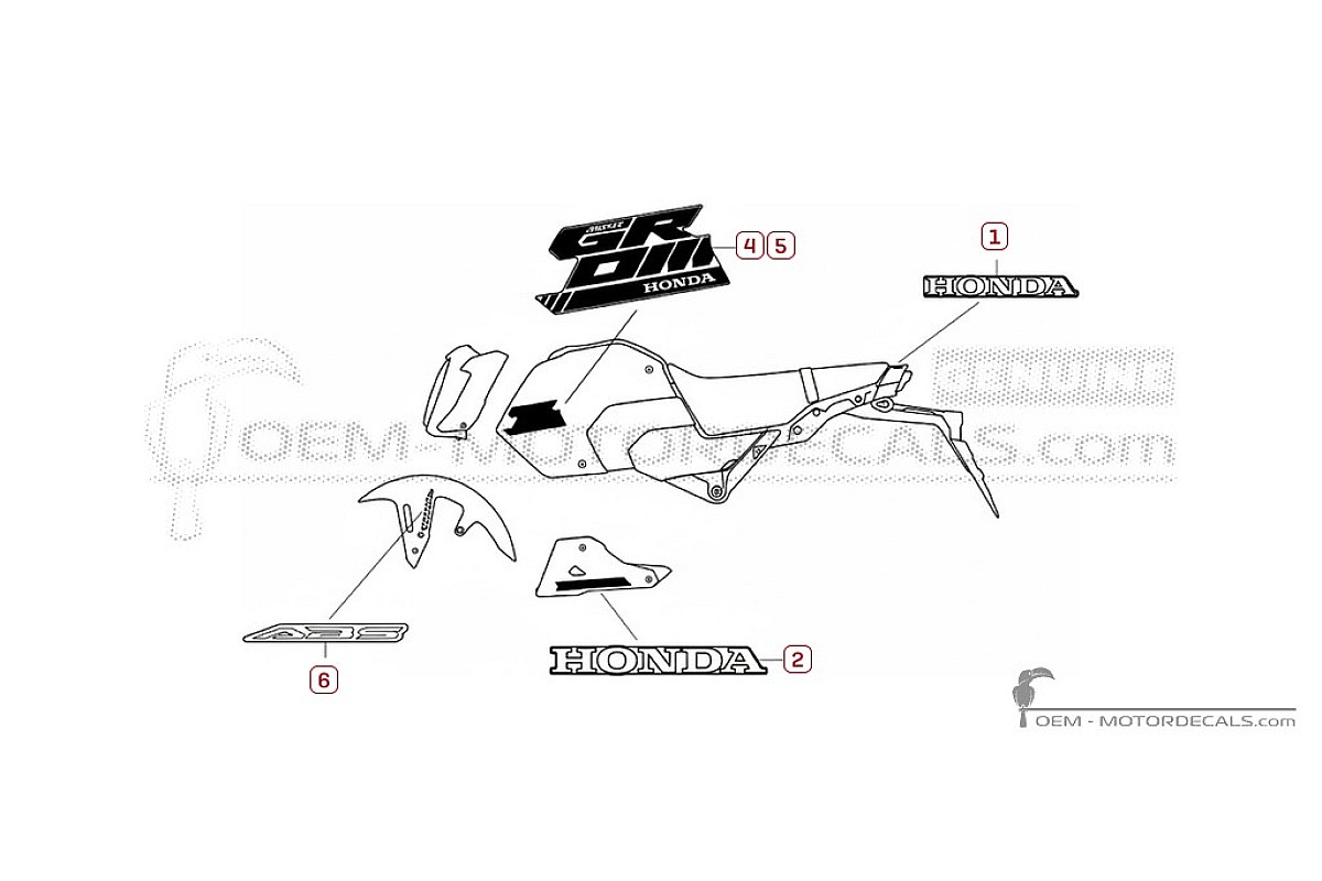 Aufkleber für Honda MSX125 GROM 2024 • Honda OEM-Aufkleber