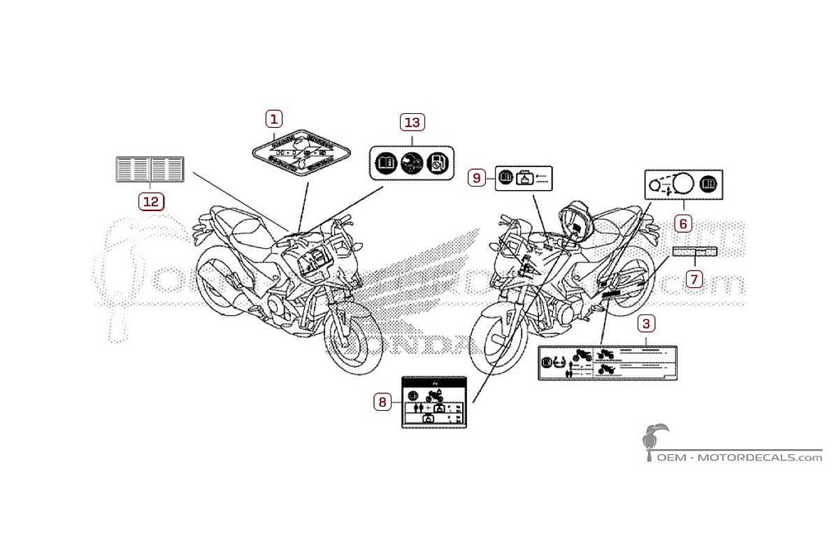 Stickers voor Waarschuwingslabels • Honda OEM Stickers