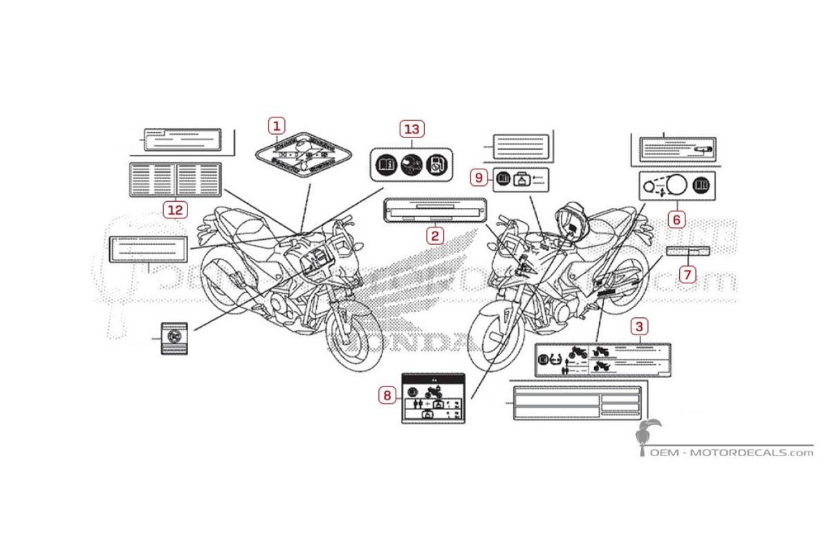 Autocollants pour Étiquettes d'avertissement • Honda Autocollants OEM