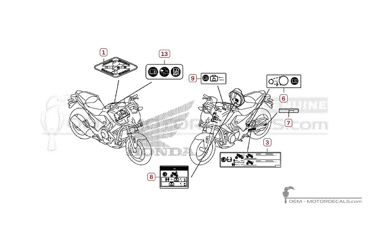 Aufkleber für Warnhinweise • Honda OEM-Aufkleber