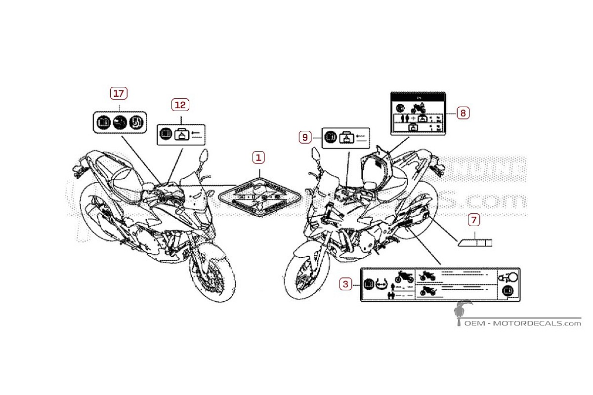 Decals for Caution labels • Honda OEM Decals