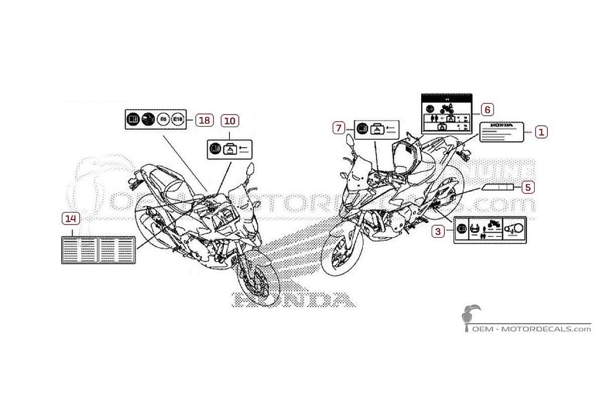 Pegatinas para Etiquetas de precaución • Honda Pegatinas OEM