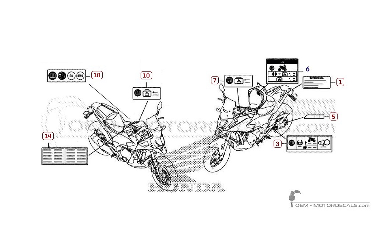 Adesivi per Etichette di avvertenza • Honda Adesivi OEM