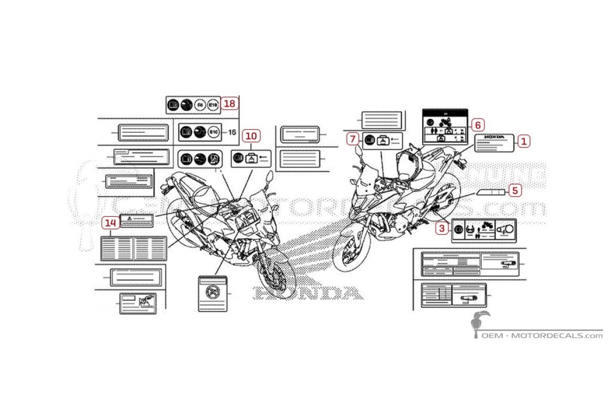 Stickers voor Waarschuwingslabels • Honda OEM Stickers