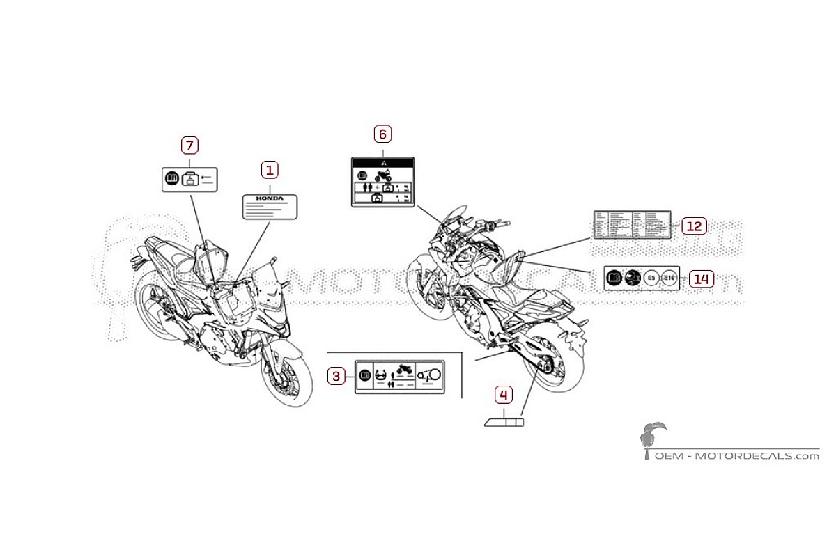 Decals for Caution labels • Honda OEM Decals