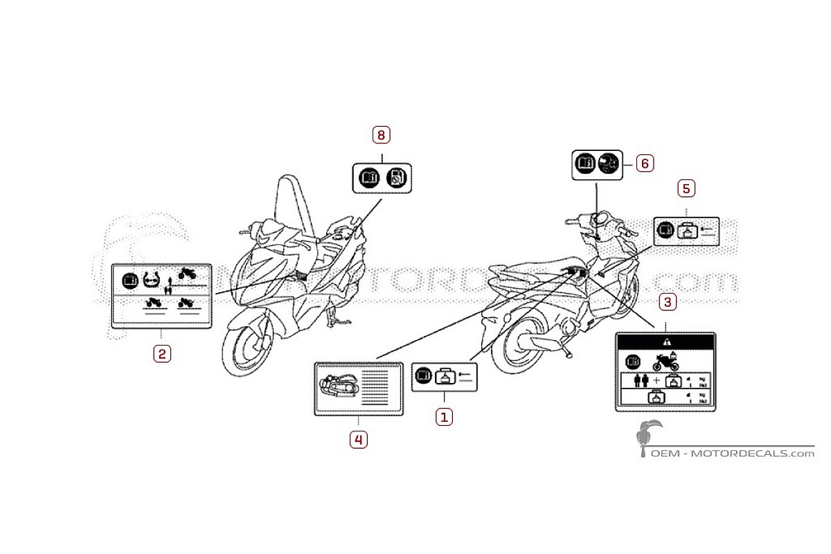 Stickers voor Waarschuwingslabels • Honda OEM Stickers