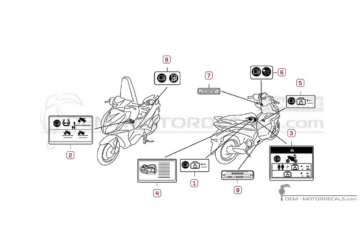 Stickers voor Waarschuwingslabels • Honda OEM Stickers