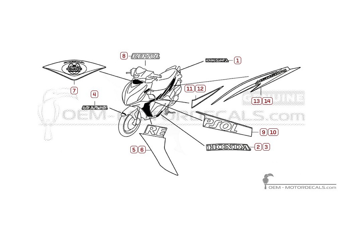 Naklejki do Honda NSC50 R Repsol 2015 • Honda Naklejki OEM