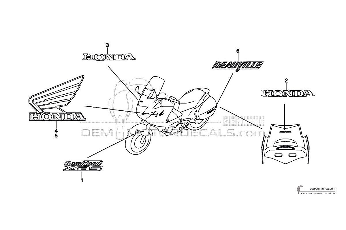 Adesivi per Honda NT700V DEAUVILLE 2011 - Nero • Honda Adesivi OEM