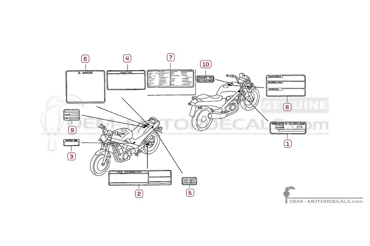 Aufkleber für Warnhinweise • Honda OEM-Aufkleber