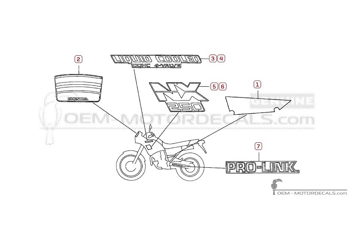 Adesivi per Honda NX250 DOMINATOR 1989 • Honda Adesivi OEM
