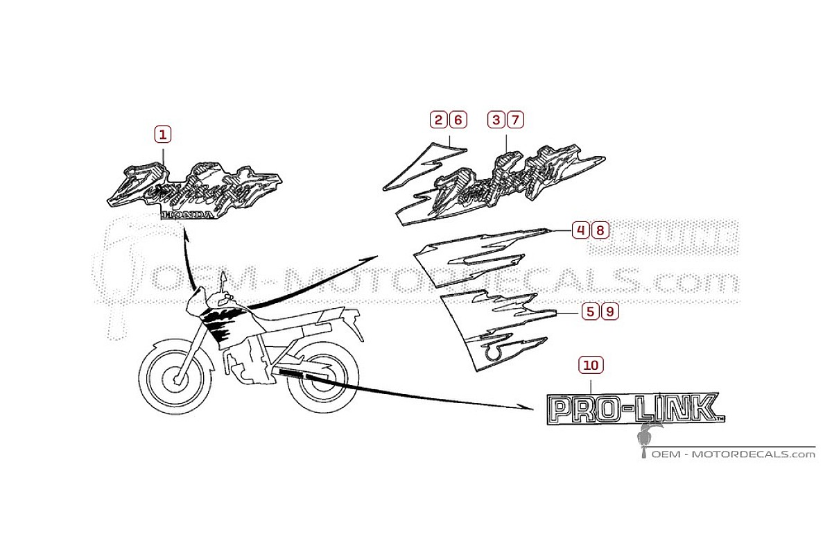 Adesivi per Honda NX250 DOMINATOR 1993 • Honda Adesivi OEM