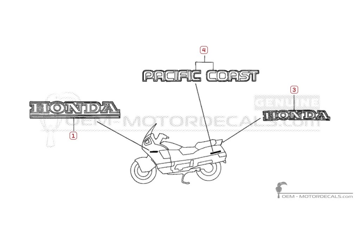 Autocollants pour Honda PC800 1990 • Honda Autocollants OEM