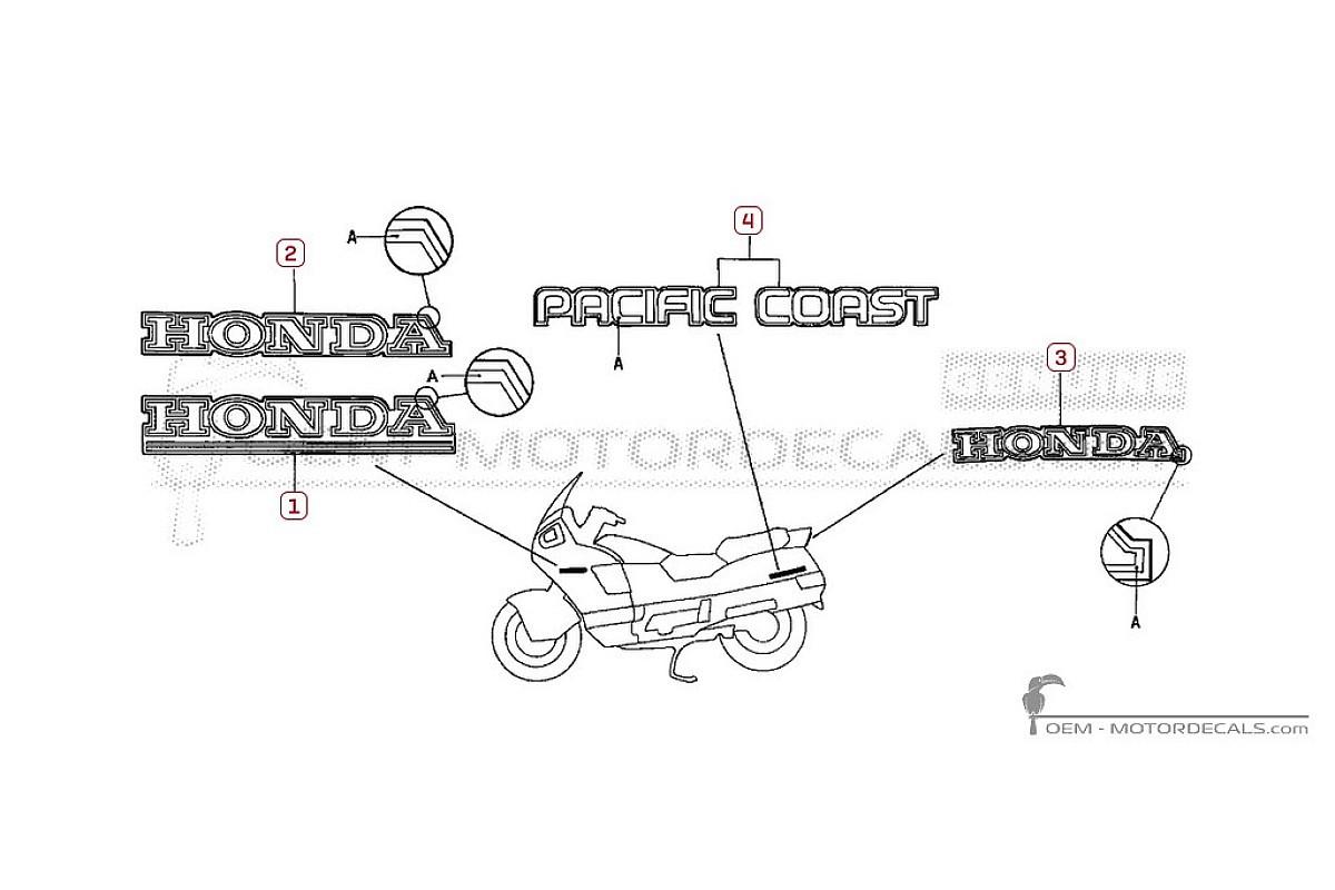 Autocollants pour Honda PC800 1990 • Honda Autocollants OEM