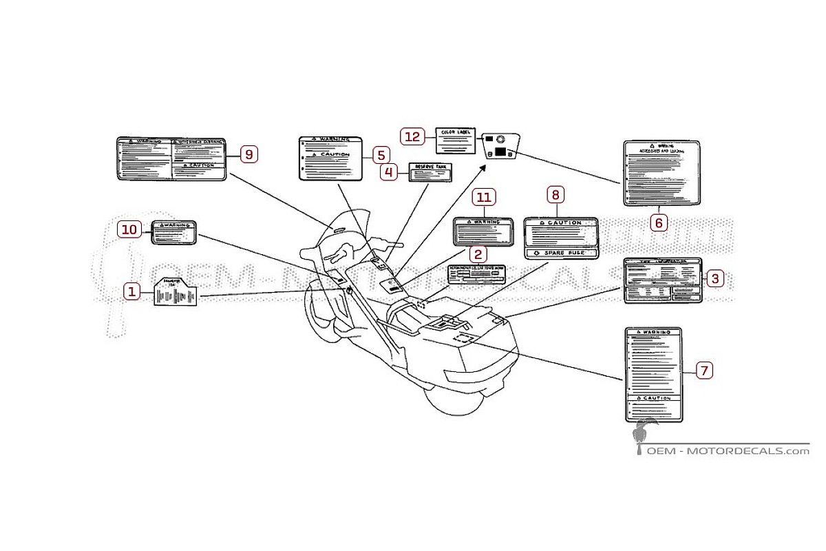 Autocollants pour Étiquettes d'avertissement • Honda Autocollants OEM