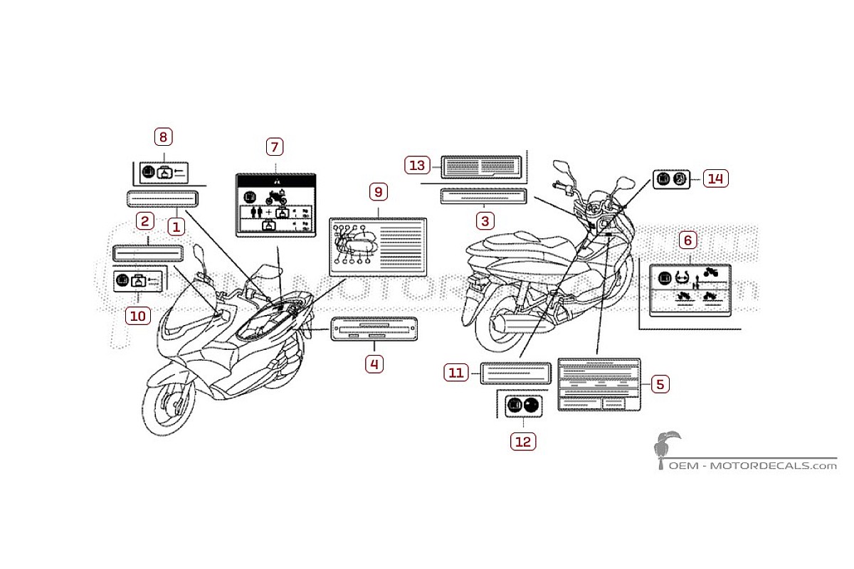 Stickers voor Waarschuwingslabels • Honda OEM Stickers