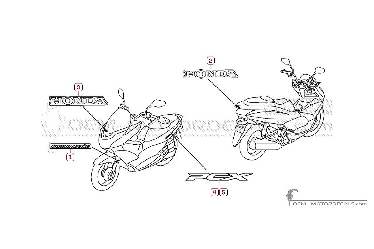 Stickers voor Honda PCX125 2010 • Honda OEM Stickers