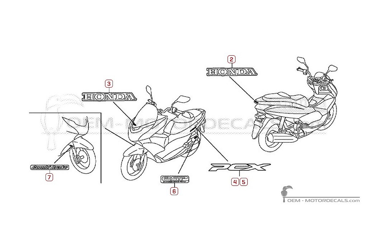 Aufkleber für Honda PCX125 2013 • Honda OEM-Aufkleber