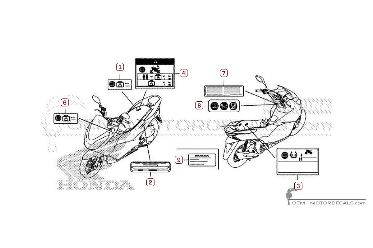 Decals for Caution labels • Honda OEM Decals