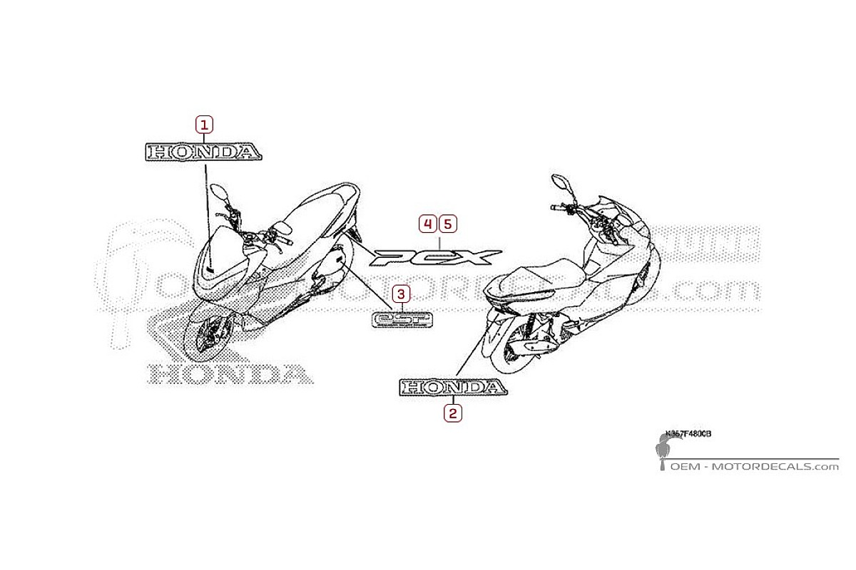 Adesivi per Honda PCX125 2017 • Honda Adesivi OEM