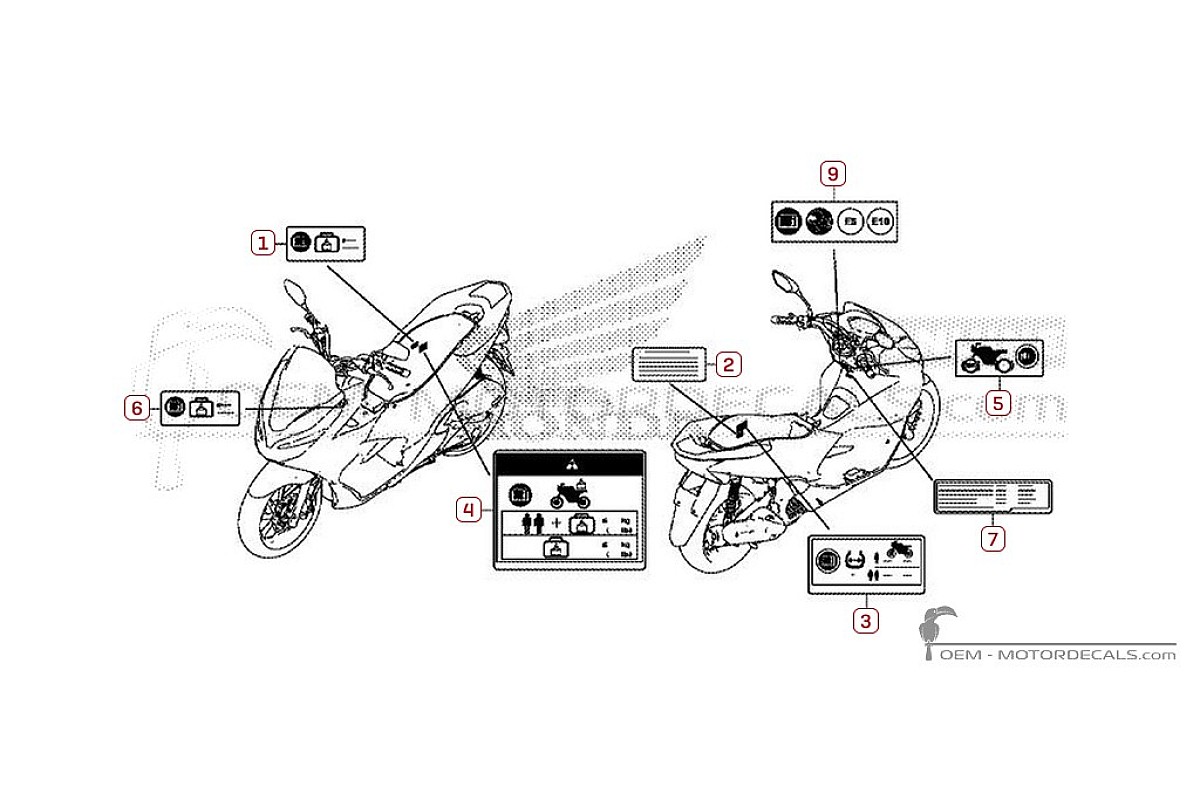Naklejki do Naklejki ostrzegawcze • Honda Naklejki OEM