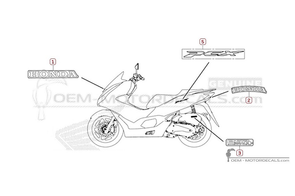Adesivi per Honda PCX125 2021 • Honda Adesivi OEM
