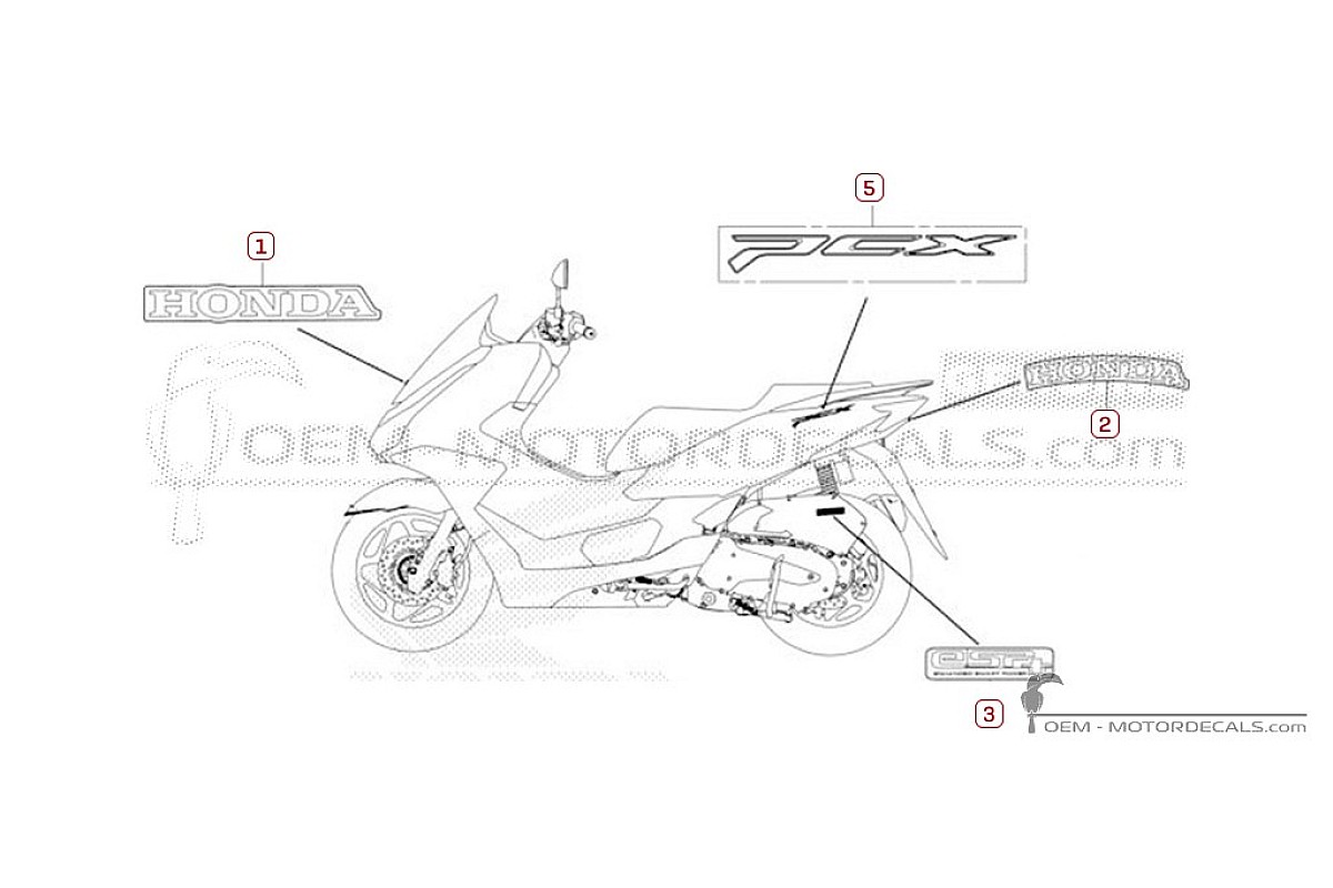 Decals for Honda PCX125 2025 • Honda OEM Decals