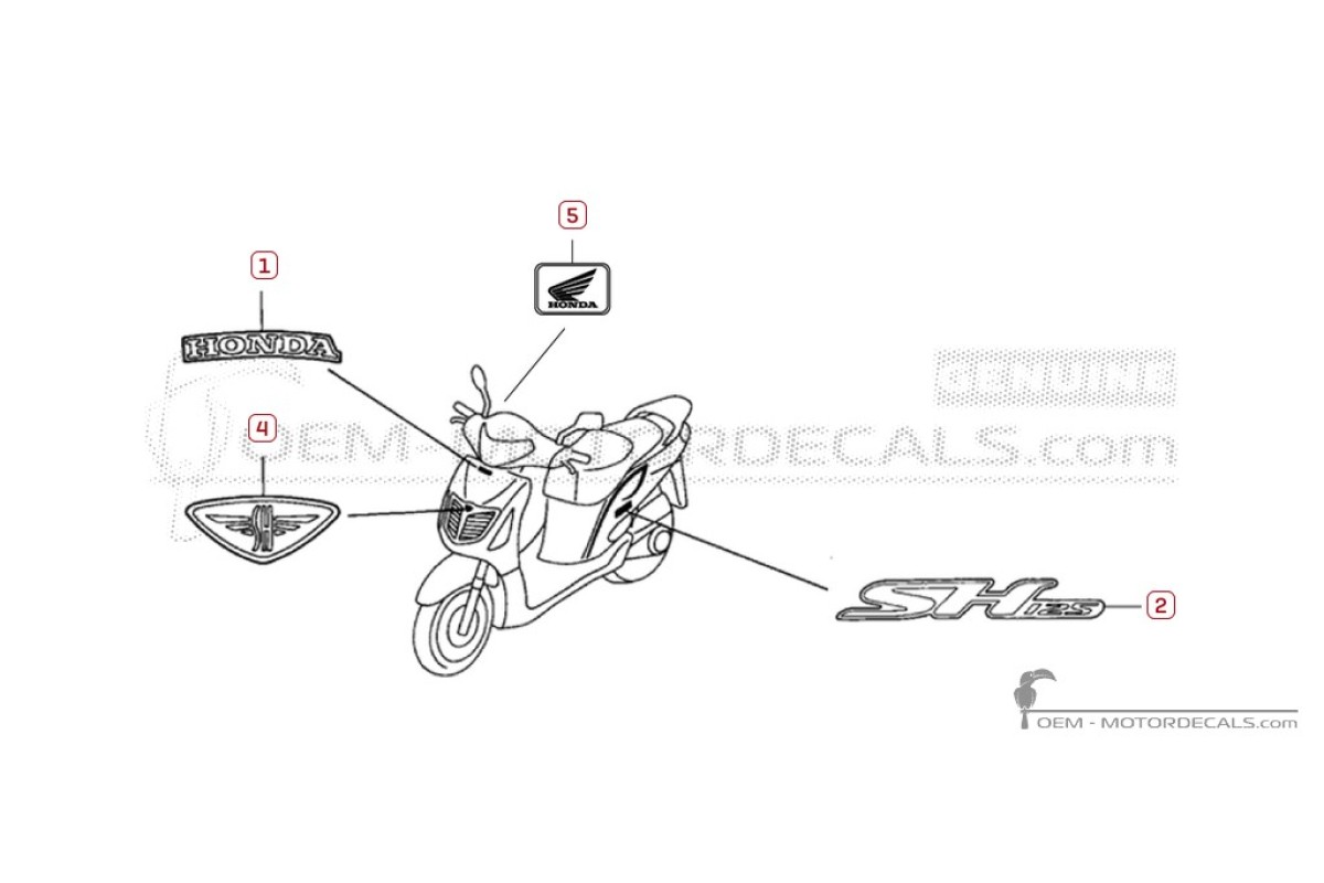 Decals for Honda SH125i 2003 • Honda OEM Decals